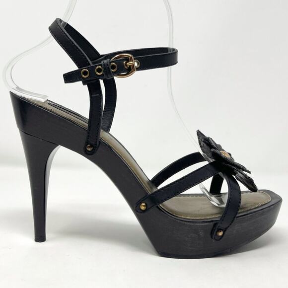 Louis Vuitton Marc Jacobs Era 2007 Platform Flower Heel Sandals Black 38.5 - Picture 4 of 9